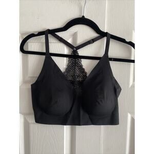 Bras N Things Womens Large Black Racerback Seamless Pullover Bra Lace